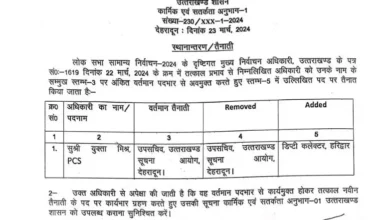 Uttarakhand: इस PCS अधिकारी का हुआ तबादला