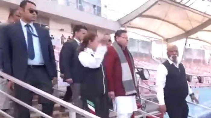 सीएम ने  स्टेडियम में चल रही राष्ट्रीय खेलों की तैयारियों को परखा