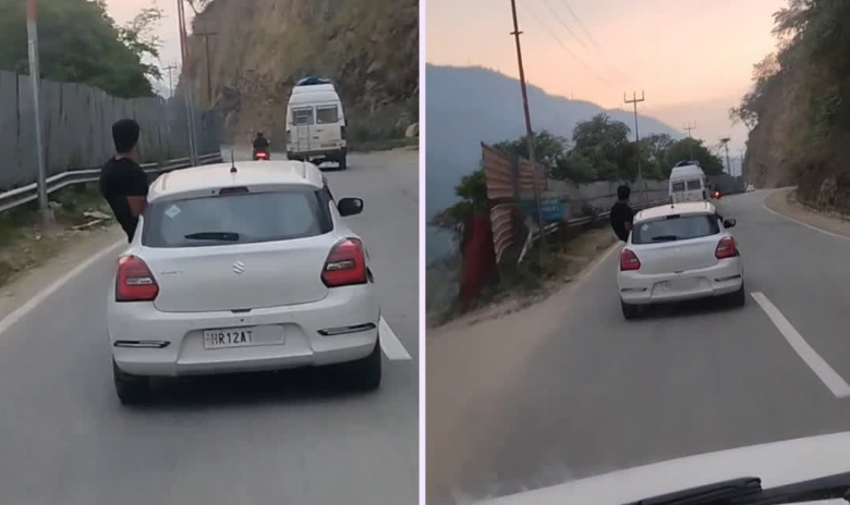 चलती गाड़ी में स्टंटबाजी करना युवक को पड़ा भारी, पुलिस ने लिया सख्त एक्शन