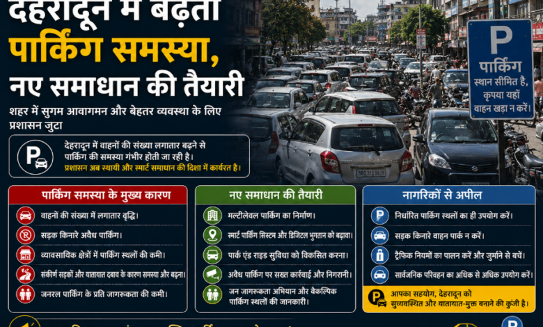 देहरादून में बढ़ती पार्किंग समस्या, नए समाधान की तैयारी