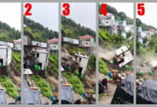 टिहरी में ताश के पत्तों की तरह ढहा मकान, रेस्टोरेंट खाली कराए गए